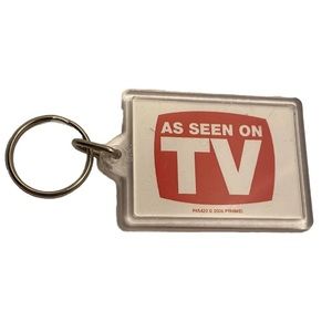 AS SEEN ON TV red box  logo Key Ring fob charm plastic 2006 humor fun novelty